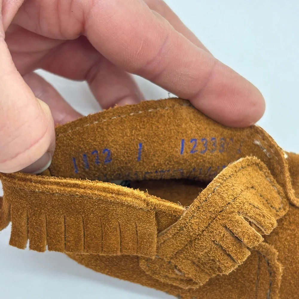 Minnetonka Baby Moccasins Infants 1 Brown Suede Fringe Soft Sole Boho Western